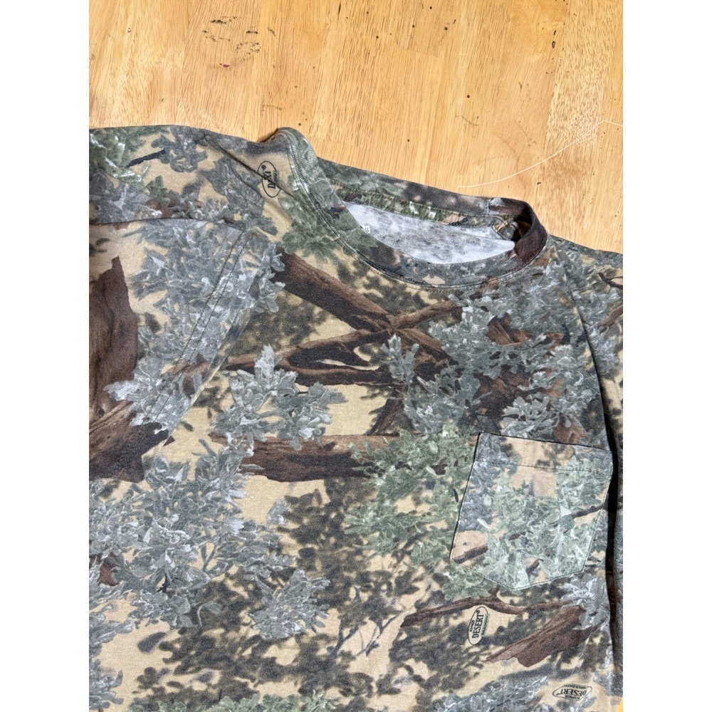 King's Camo Desert Shadow T Shirt Mens 2XL Hunting Pocket Tee Cotton Blend